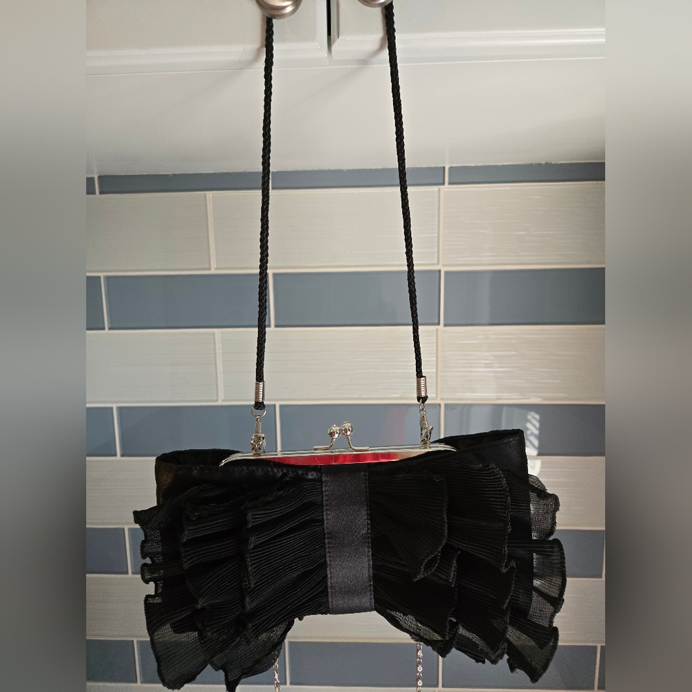 Chic Black Ruffled Mini Bag